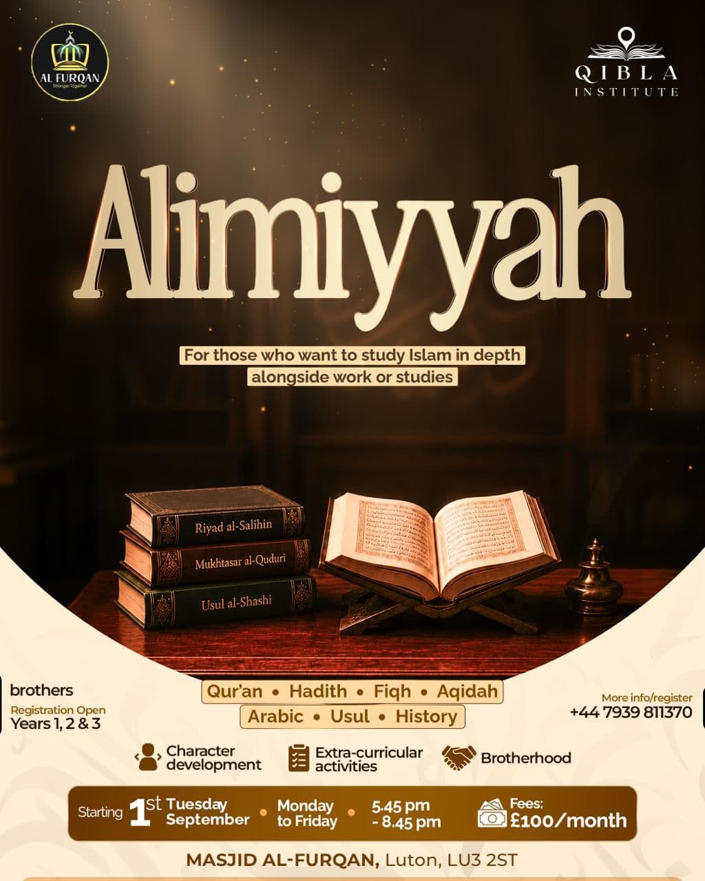 Students of the Alimiyyah course at Qibla Institute studying classical Islamic sciences